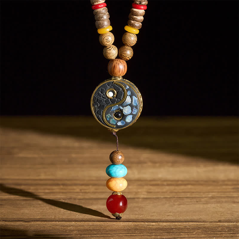 Buddha Stones ウェンジウッド陰陽バランスビーズネックレス - image 9