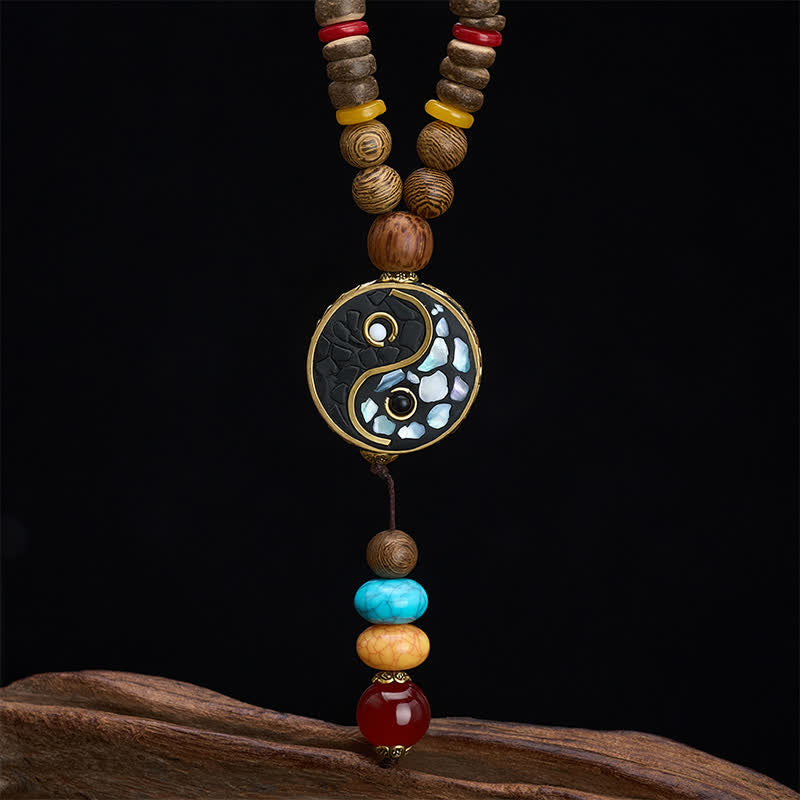 Buddha Stones ウェンジウッド陰陽バランスビーズネックレス - image 8