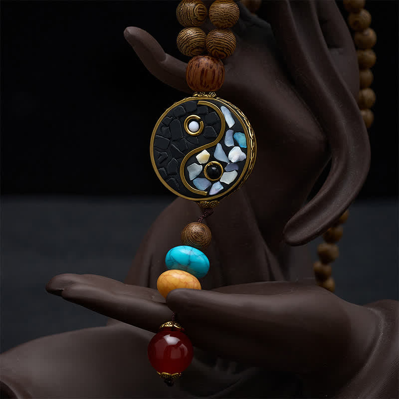 Buddha Stones ウェンジウッド陰陽バランスビーズネックレス - image 4