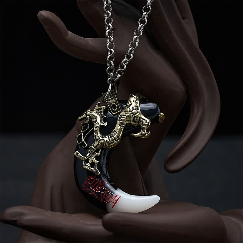 Buddha Stones ドラゴンの力の三日月ペンダントネックレス - image 12