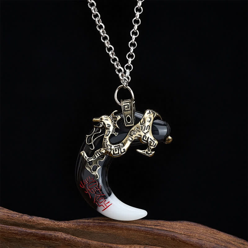 Buddha Stones ドラゴンの力の三日月ペンダントネックレス - 金 - image 8