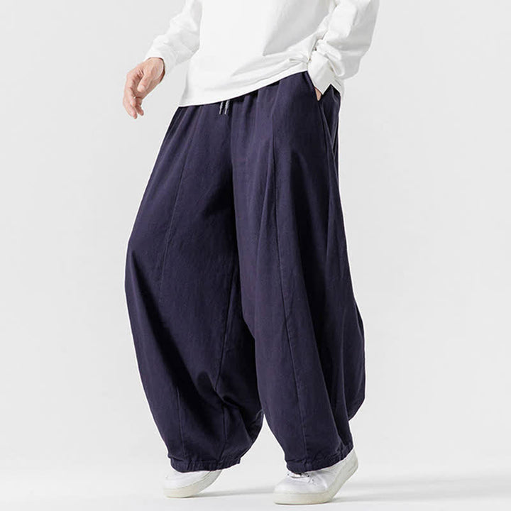 Buddha Stones 秋のカジュアルシンプルドローストリング無地コットンロングパンツメンズストレートレッグパンツポケット付き - image 32