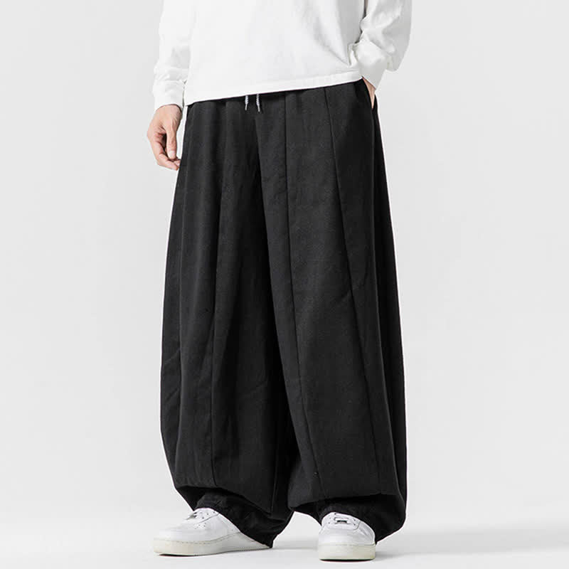 Buddha Stones 秋のカジュアルシンプルドローストリング無地コットンロングパンツメンズストレートレッグパンツポケット付き - image 11