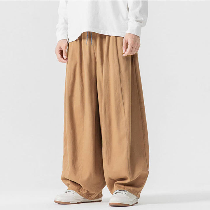 Buddha Stones 秋のカジュアルシンプルドローストリング無地コットンロングパンツメンズストレートレッグパンツポケット付き - image 38