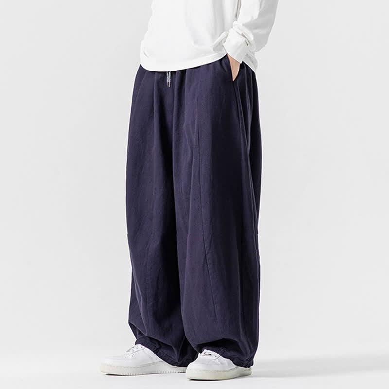 Buddha Stones 秋のカジュアルシンプルドローストリング無地コットンロングパンツメンズストレートレッグパンツポケット付き - image 31