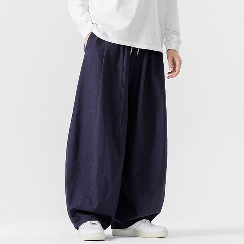 Buddha Stones 秋のカジュアルシンプルドローストリング無地コットンロングパンツメンズストレートレッグパンツポケット付き - image 28