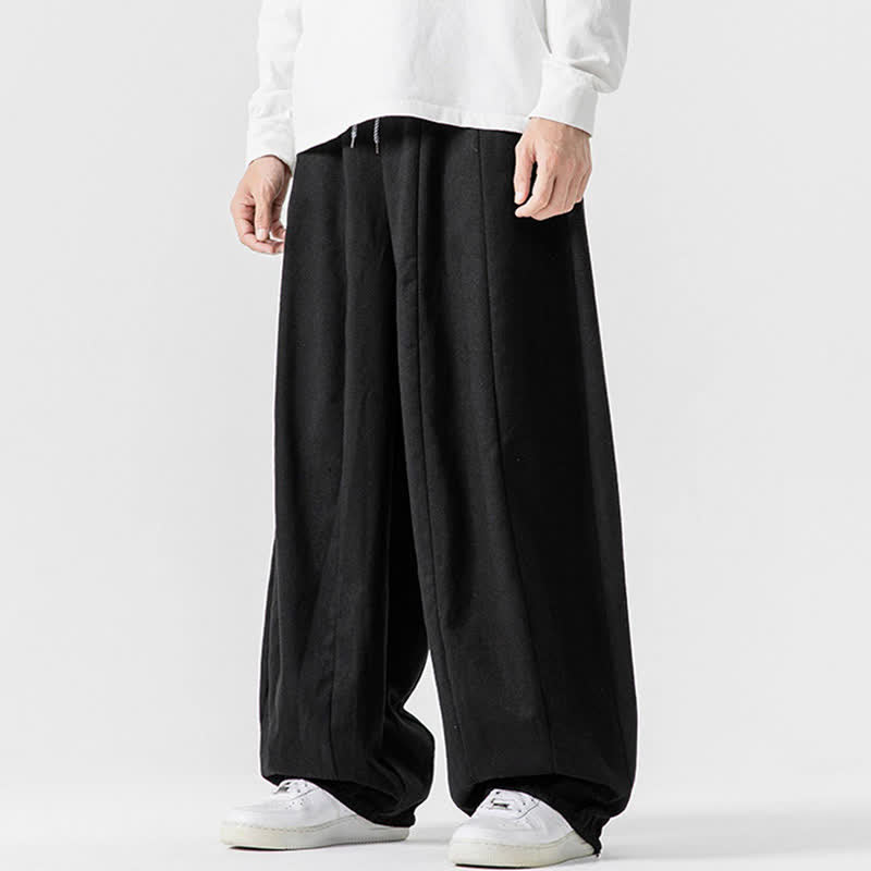Buddha Stones 秋のカジュアルシンプルドローストリング無地コットンロングパンツメンズストレートレッグパンツポケット付き - image 13