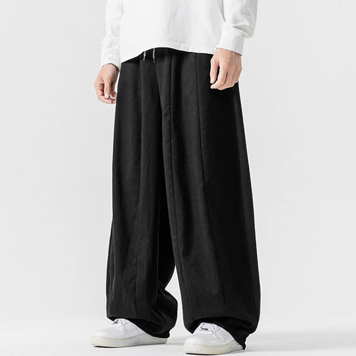 Buddha Stones 秋のカジュアルシンプルドローストリング無地コットンロングパンツメンズストレートレッグパンツポケット付き - image 13