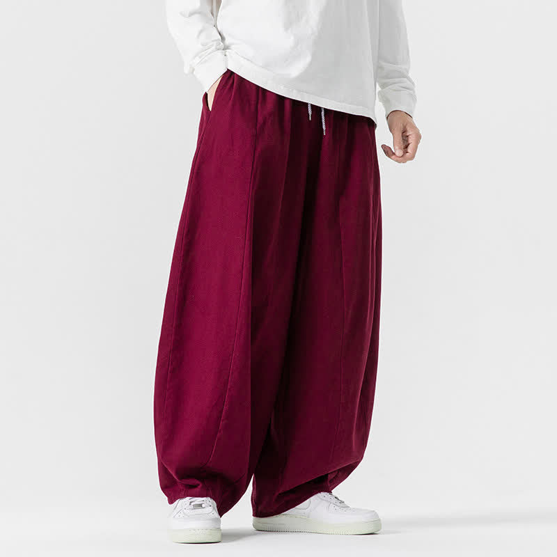 Buddha Stones 秋のカジュアルシンプルドローストリング無地コットンロングパンツメンズストレートレッグパンツポケット付き - image 43