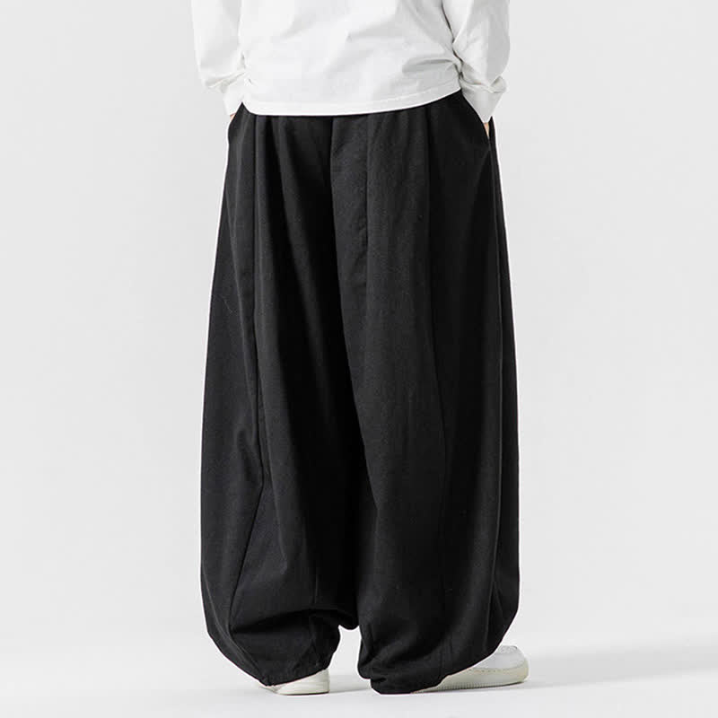 Buddha Stones 秋のカジュアルシンプルドローストリング無地コットンロングパンツメンズストレートレッグパンツポケット付き - image 10