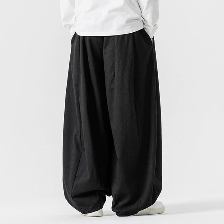 Buddha Stones 秋のカジュアルシンプルドローストリング無地コットンロングパンツメンズストレートレッグパンツポケット付き - image 10