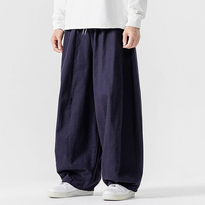 Buddha Stones 秋のカジュアルシンプルドローストリング無地コットンロングパンツメンズストレートレッグパンツポケット付き - image 29