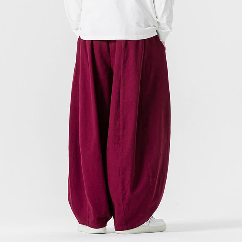 Buddha Stones 秋のカジュアルシンプルドローストリング無地コットンロングパンツメンズストレートレッグパンツポケット付き - image 45