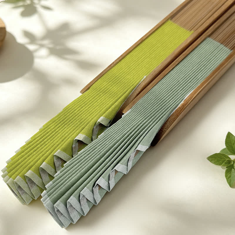 Buddha Stones 綿麻竹製貝殻型タッセル付き折りたたみ扇子 21.5cm - image 18