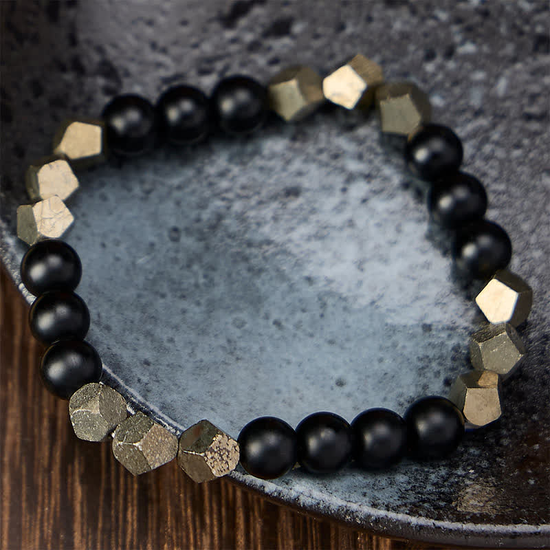 Buddha Stones パイライトの富を象徴するファセットカットビーズのヴィンテージブレスレット - image 1