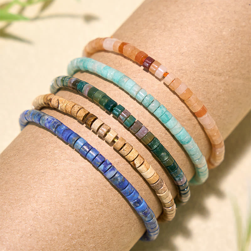 Buddha Stones ラピスラズリ トゥルース ストレートカット フラットビーズブレスレット - image 0