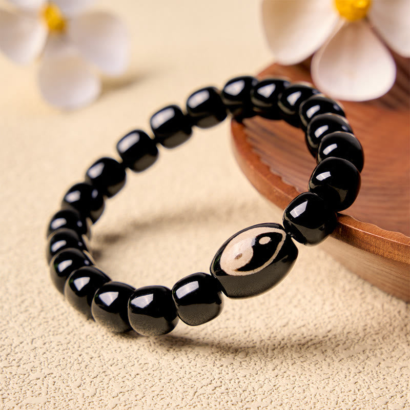 Buddha Stones ブラックオニキスの陰陽ハーモニーブレスレット - 陰陽（バランス♥ハーモニー） - image 0