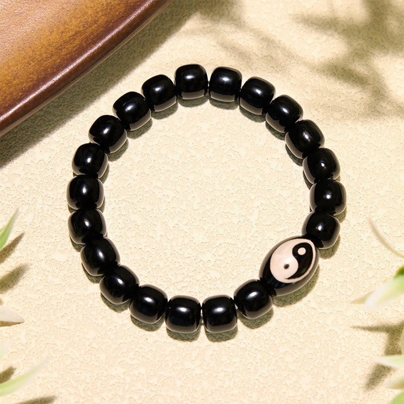 Buddha Stones ブラックオニキスの陰陽ハーモニーブレスレット - image 1