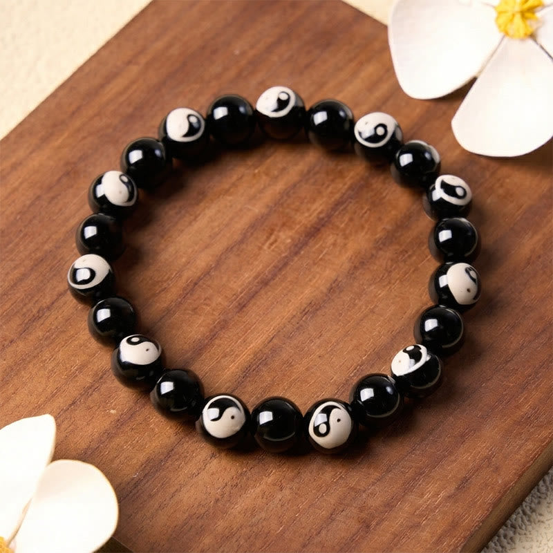 Buddha Stones ブラックオニキスの陰陽バランスブレスレット - 陰陽（バランス♥ハーモニー） - image 0