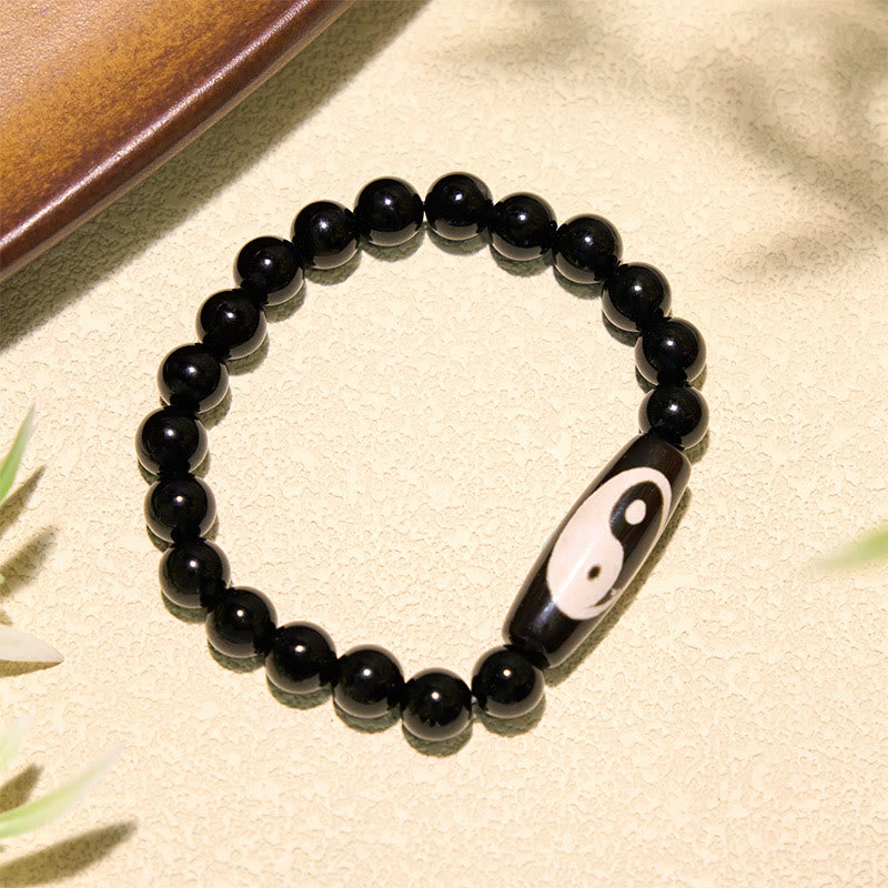 Buddha Stones ブラックオニキスの陰陽調和ブレスレット - image 1