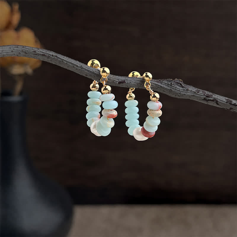 Buddha Stones 寿山石パールビーズフープピアス（ポジティブ） - image 2