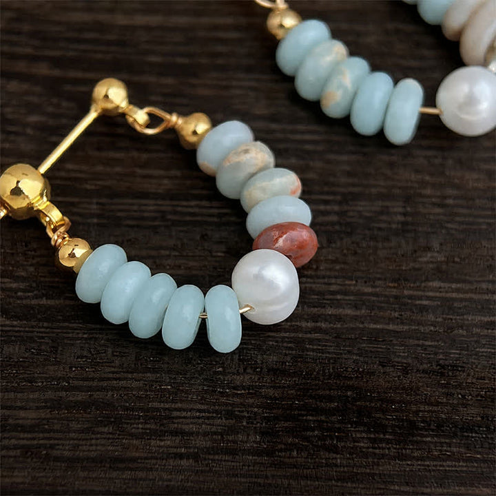 Buddha Stones 寿山石パールビーズフープピアス（ポジティブ） - image 3