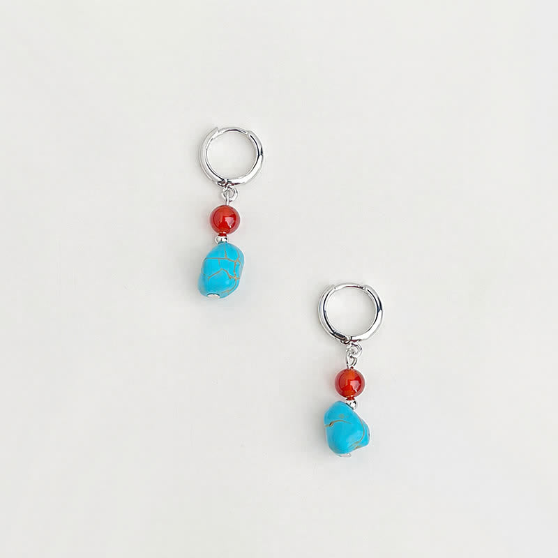 Buddha Stones ターコイズレッドアゲート浄化フープピアス - image 1