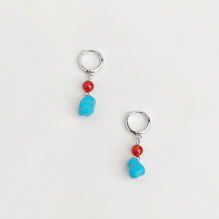 Buddha Stones ターコイズレッドアゲート浄化フープピアス - image 1