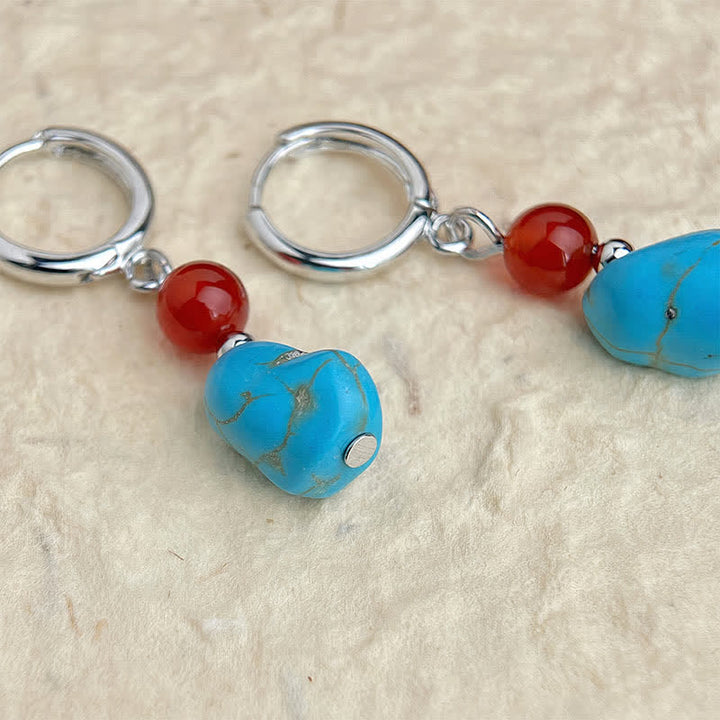 Buddha Stones ターコイズレッドアゲート浄化フープピアス - image 2
