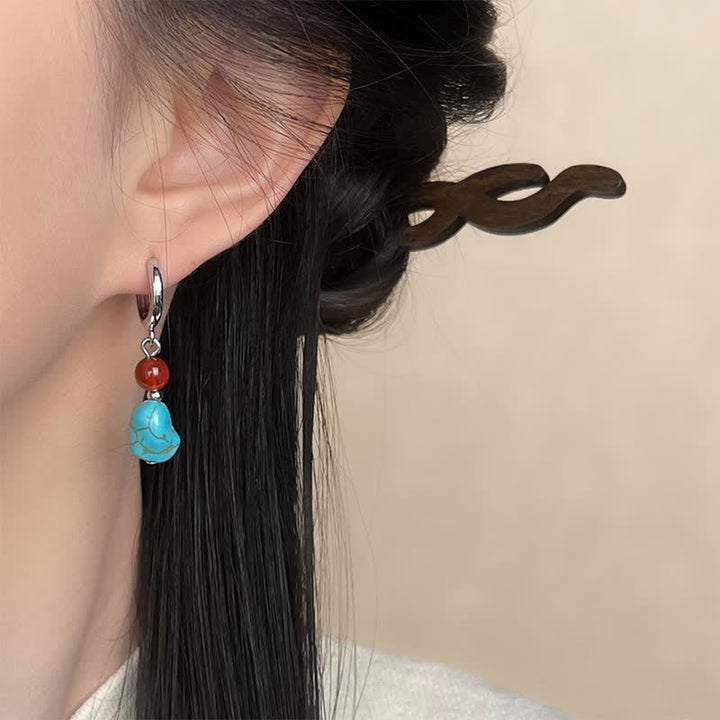 Buddha Stones ターコイズレッドアゲート浄化フープピアス - image 3