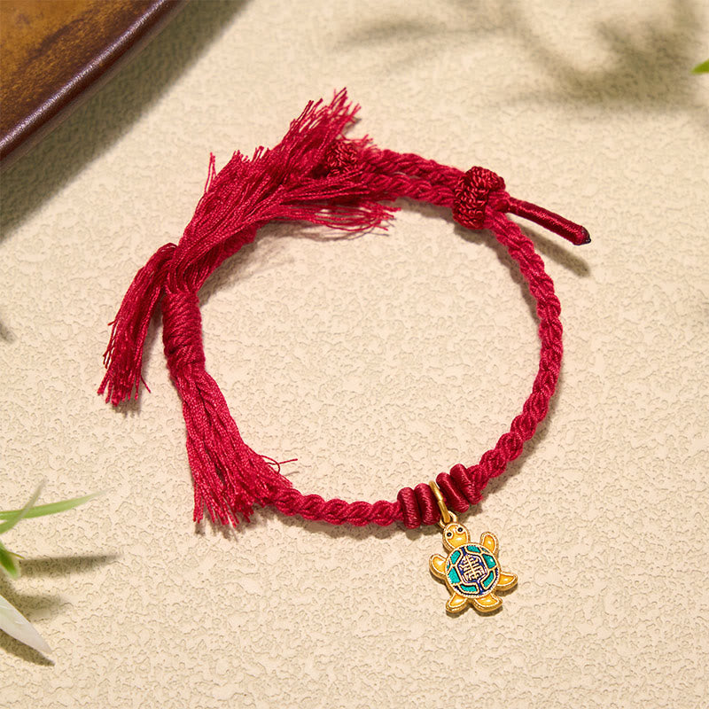 Buddha Stones 亀のチャーム付き、金メッキ銅製、赤紐、バランスチベットブレスレット - image 15