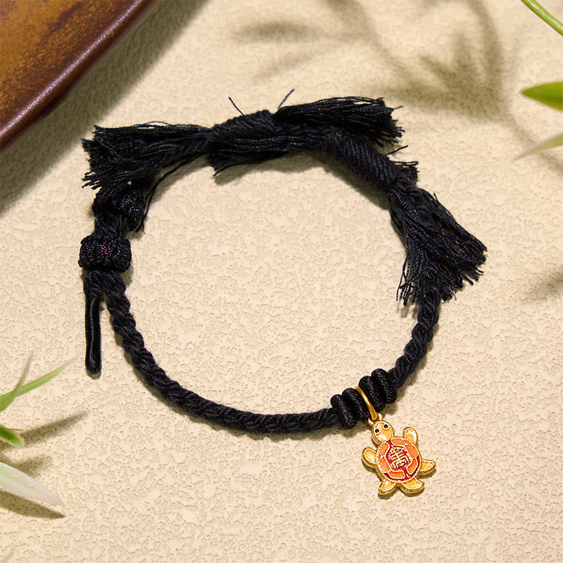 Buddha Stones 亀のチャーム付き、金メッキ銅製、赤紐、バランスチベットブレスレット - image 22