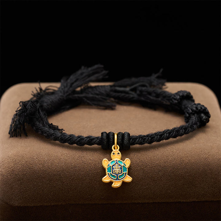 Buddha Stones 亀のチャーム付き、金メッキ銅製、赤紐、バランスチベットブレスレット - image 19