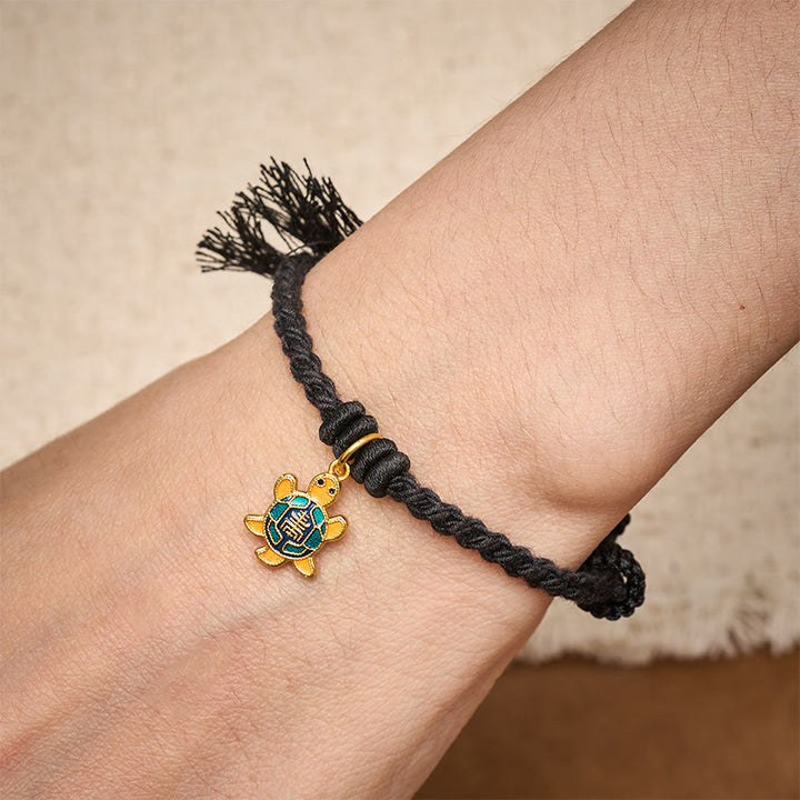Buddha Stones 亀のチャーム付き、金メッキ銅製、赤紐、バランスチベットブレスレット - image 23