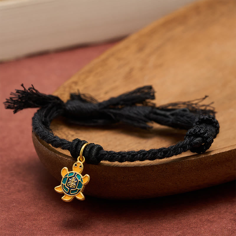 Buddha Stones 亀のチャーム付き、金メッキ銅製、赤紐、バランスチベットブレスレット - image 18
