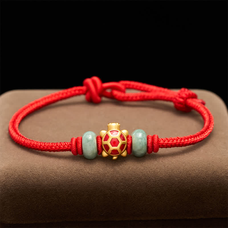 Buddha Stones 亀の銅製赤紐の手織り豊かさブレスレット - image 12
