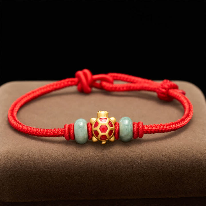 Buddha Stones 亀の銅製赤紐の手織り豊かさブレスレット - image 12