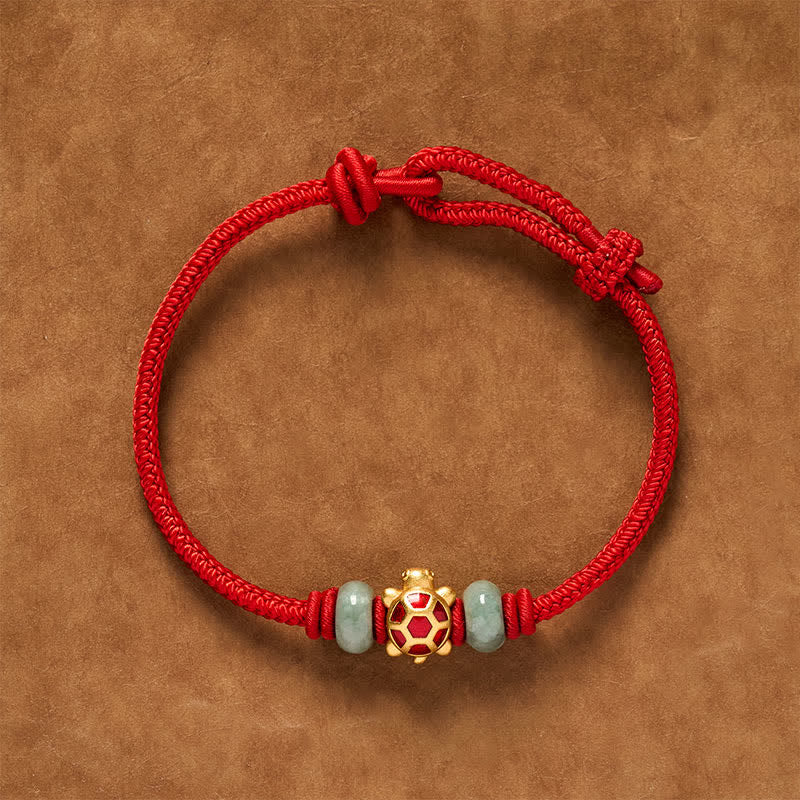 Buddha Stones 亀の銅製赤紐の手織り豊かさブレスレット - image 10