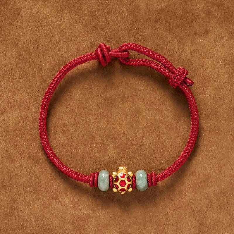 Buddha Stones 亀の銅製赤紐の手織り豊かさブレスレット - image 1
