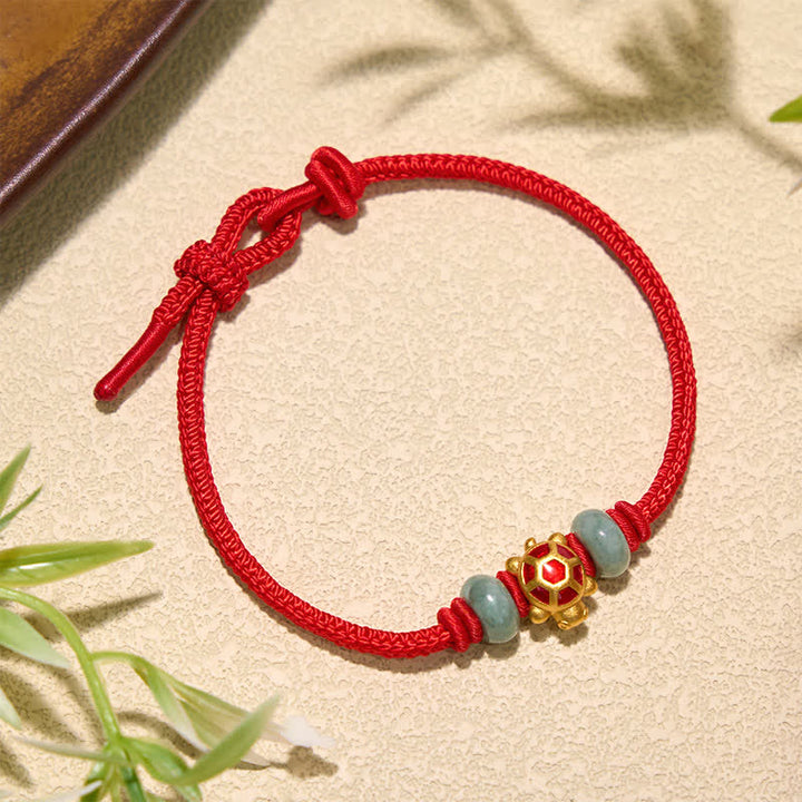 Buddha Stones 亀の銅製赤紐の手織り豊かさブレスレット - image 11