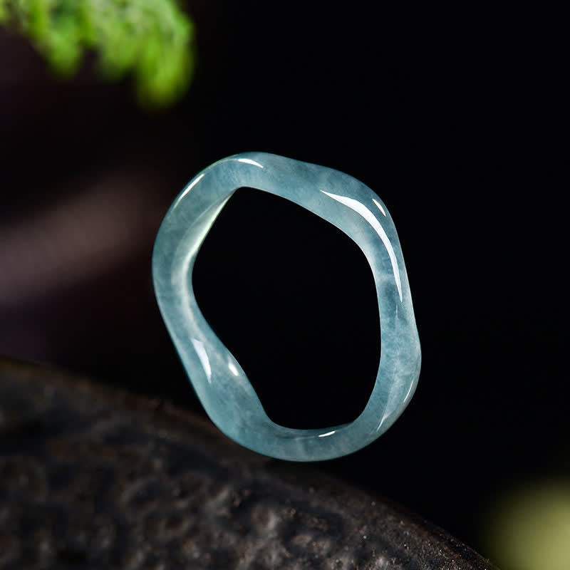 Buddha Stones 翡翠の幸運の不規則な指輪 - image 1