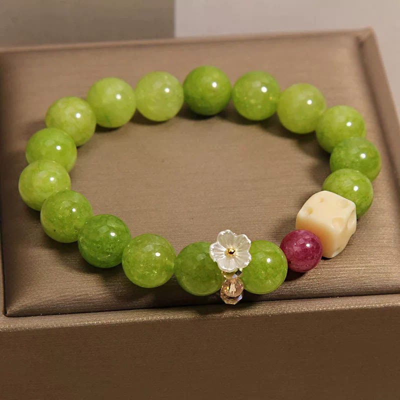Buddha Stones ペリドットフラワーチャームヒーリングビーズブレスレット - image 1