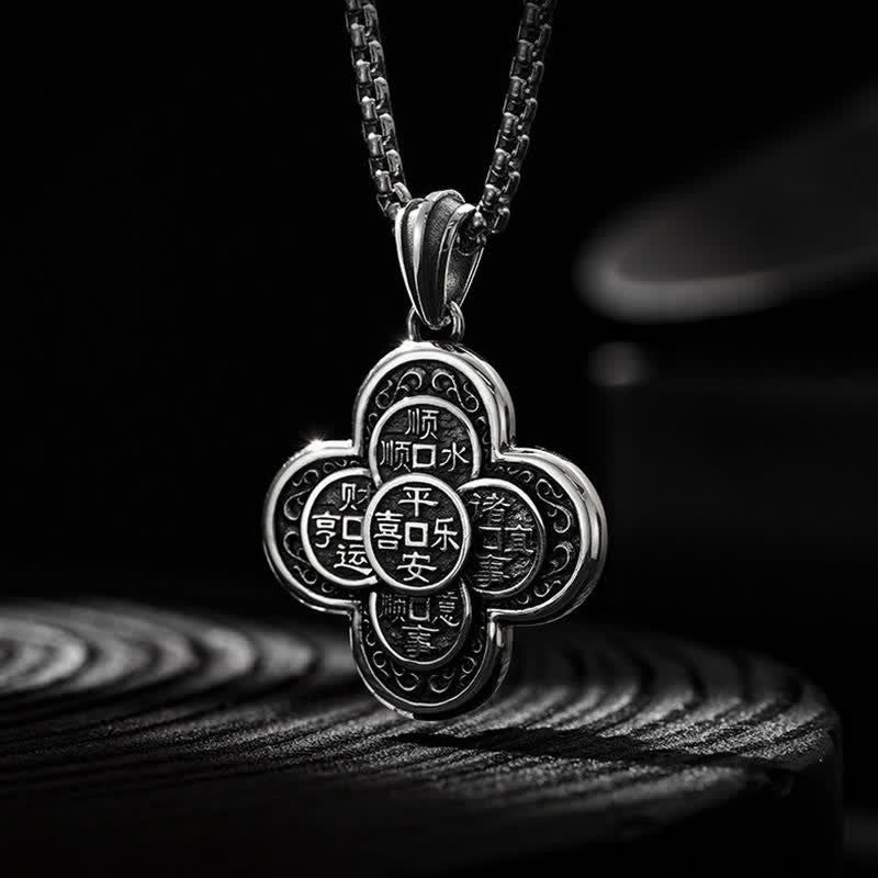 Buddha Stones ヴィンテージ銅製五皇銭クローバーデザイン富の護符ネックレス - 五皇金クローバーデザイン - image 0