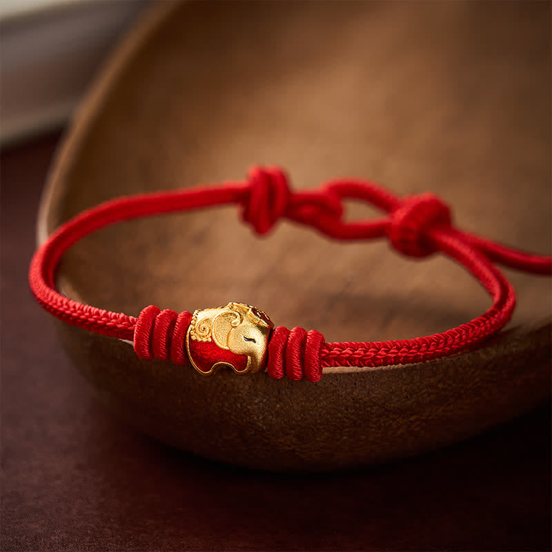 Buddha Stones 赤い象の赤紐の幸運の守護ブレスレット - image 12