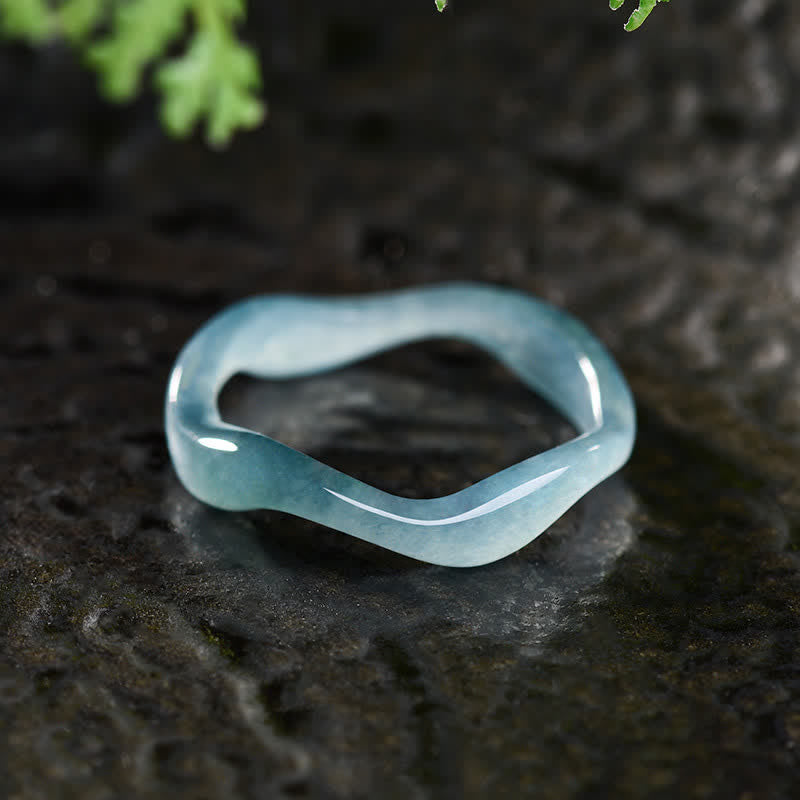 Buddha Stones 翡翠の幸運の不規則な指輪 - 翡翠の波紋の指輪 - US12（22mm） - image 0