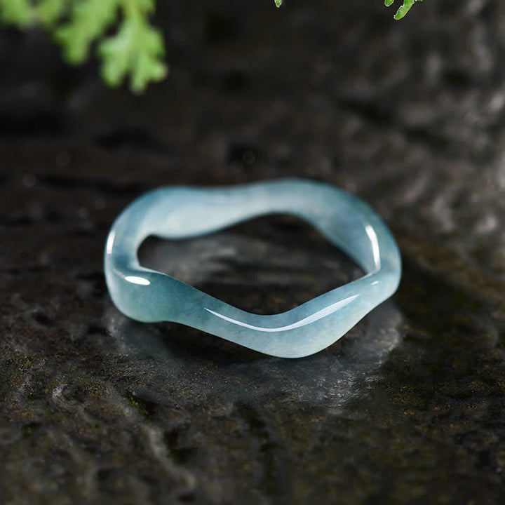 Buddha Stones 翡翠の幸運の不規則な指輪 - 翡翠の波紋の指輪 - US12（22mm） - image 0