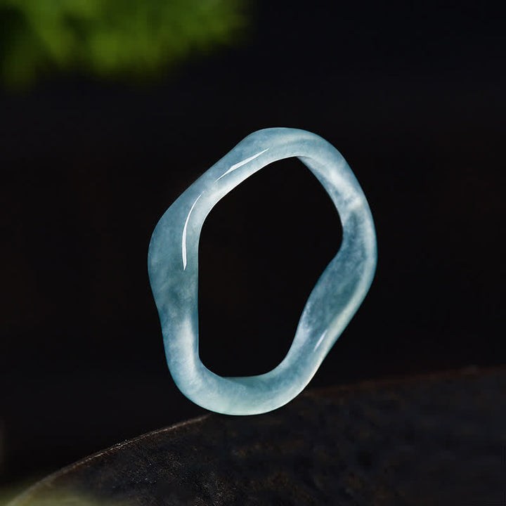 Buddha Stones 翡翠の幸運の不規則な指輪 - image 2