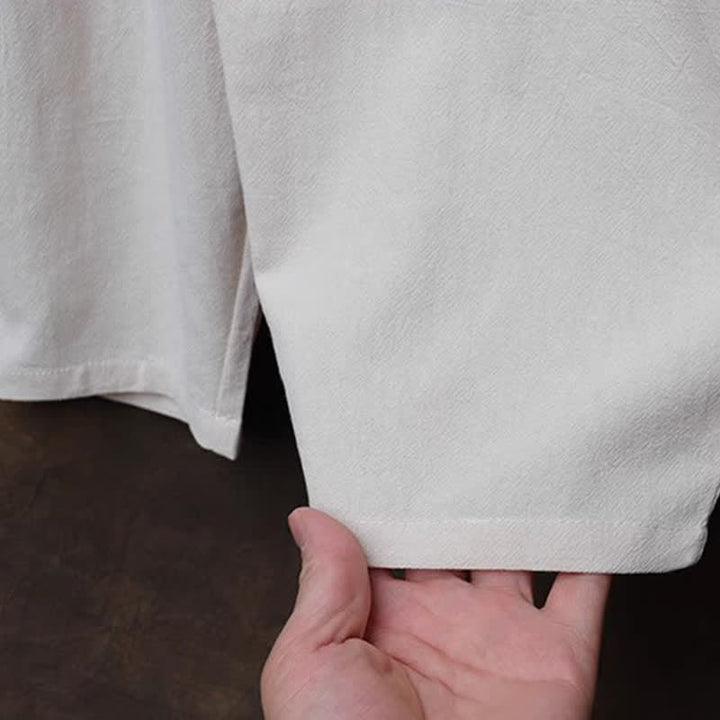 Buddha Stones 春夏向け唐風マンダリンカラーシャツパンツ2点セット　刺繍入り無地コットンメンズ瞑想服（ポケット付き） - image 12