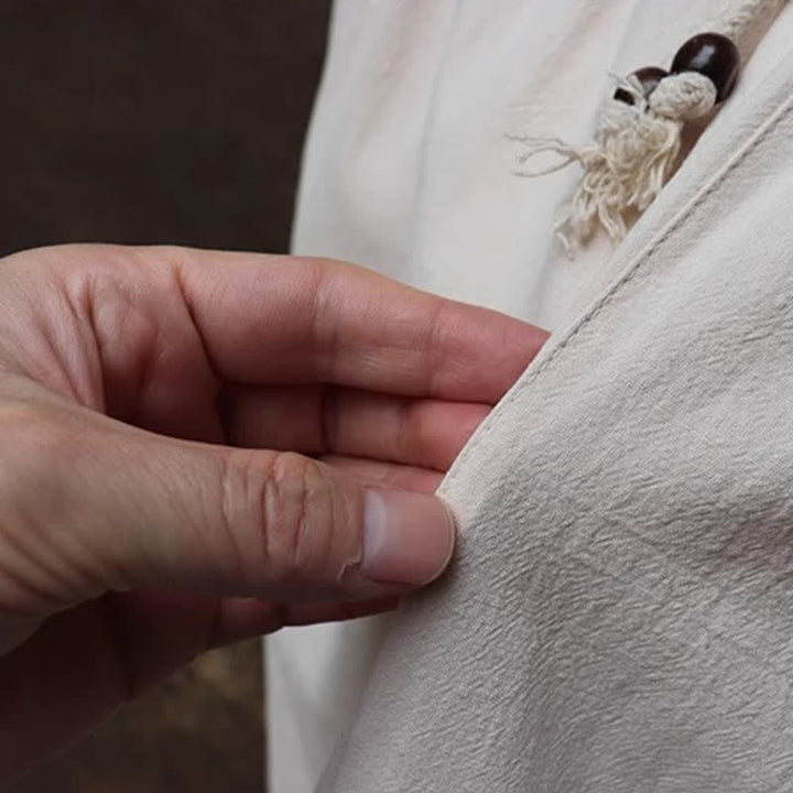 Buddha Stones 春夏向け唐風マンダリンカラーシャツパンツ2点セット　刺繍入り無地コットンメンズ瞑想服（ポケット付き） - image 15