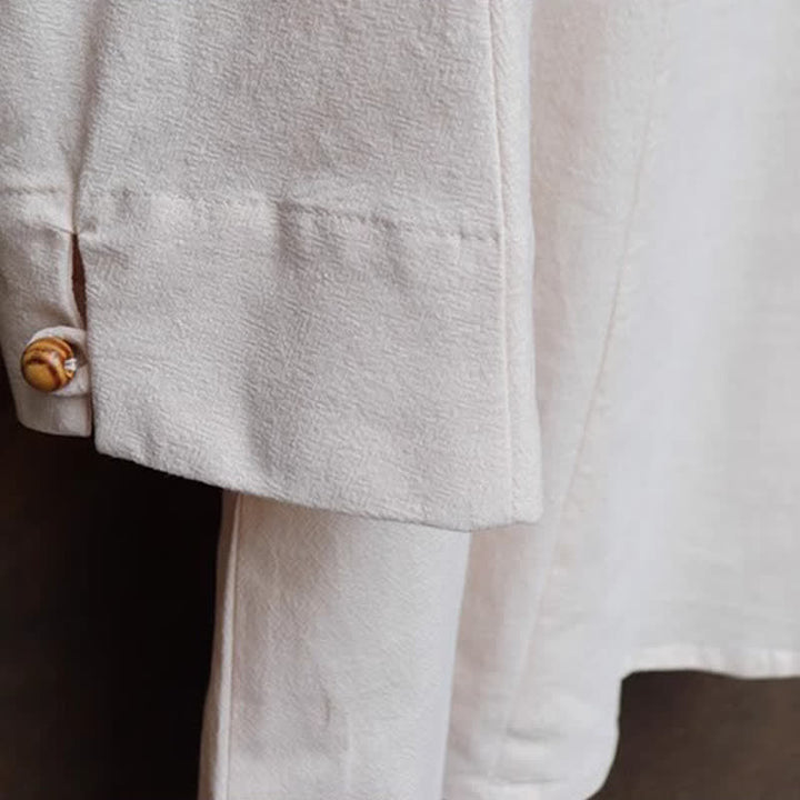 Buddha Stones 春夏向け唐風マンダリンカラーシャツパンツ2点セット　刺繍入り無地コットンメンズ瞑想服（ポケット付き） - image 10
